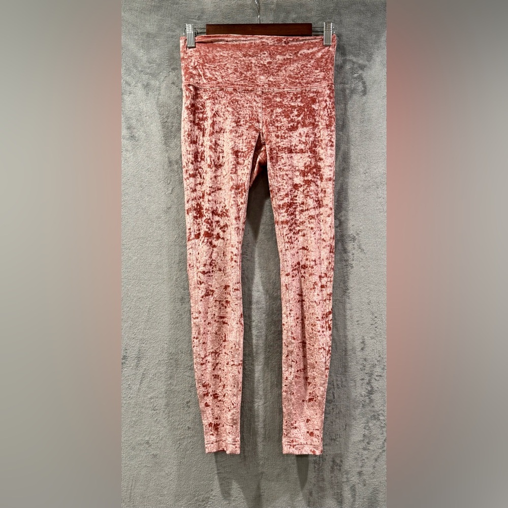 Lululemon Womens Wunder Lounge Leggings Size 6 Pink Crushed Velvet High Rise